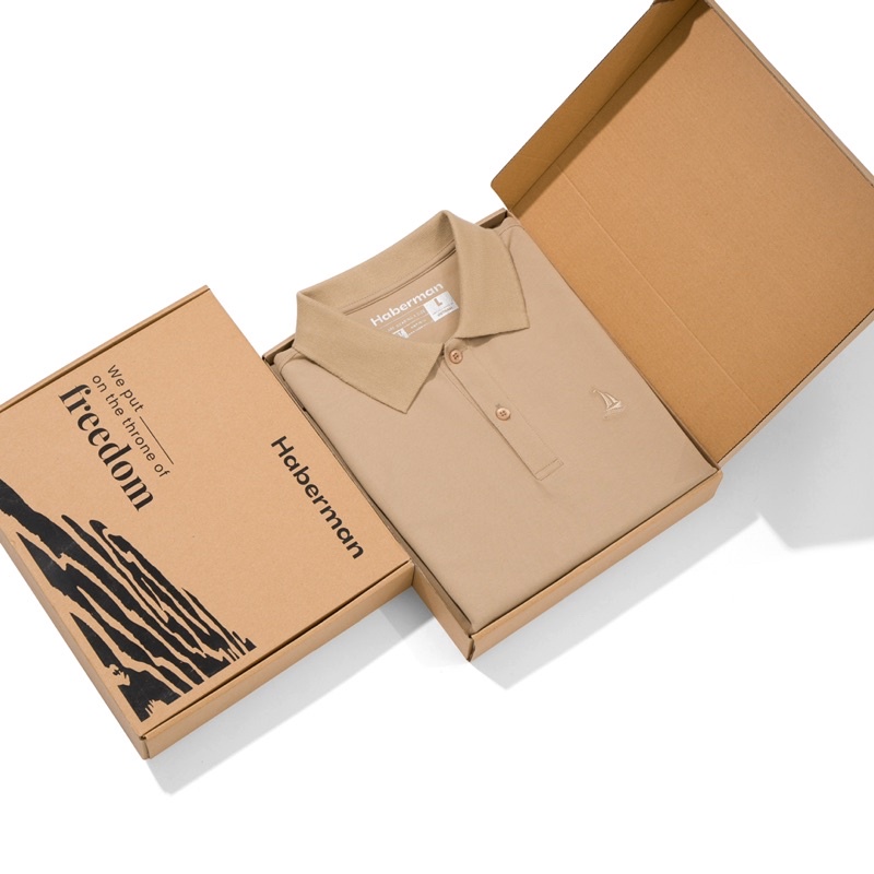 ÁO POLO THÊU LOGO CÁNH THUYỀN NÂU CAFE