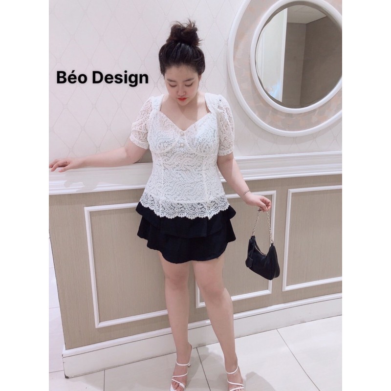 (Ảnh thật) Áo kiểu nữ bigsize áo ren cúp ngực đen trắng chất ren 2 lớp L1