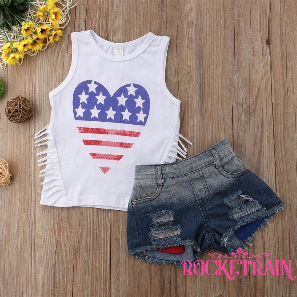 Bộ áo sát nách + quần ngắn mùa hè cho bé gái