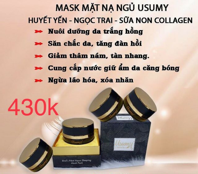 🌿Mask mặt nạ ngủ USUMI : HUYẾT YẾN- NGỌC TRAI - SỮA NON COLLAGEN🌿