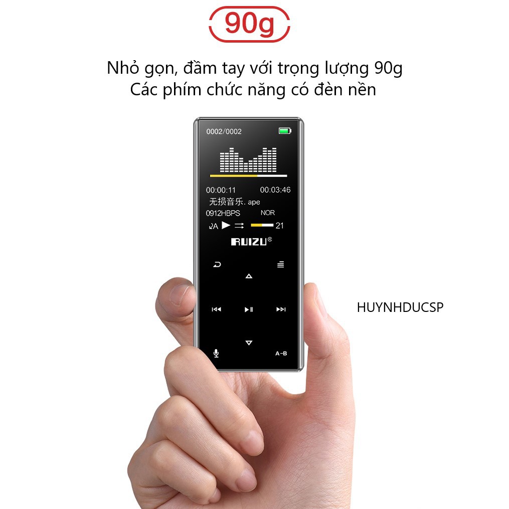 Máy nghe nhạc RUIZU D29 Bluetooth Màn cong 1.5D Hifi Lossless Loa ngoài kèm tai nghe