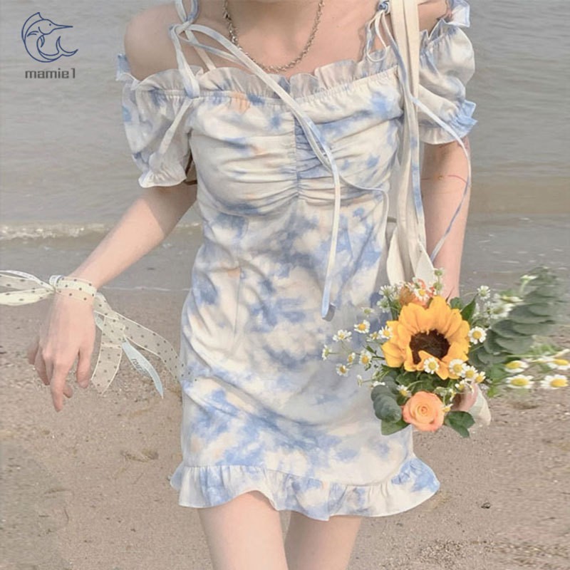 Floral Dress Elegant Chiffon Puff Sleeve V Neck Dresses For Woman Party Dress