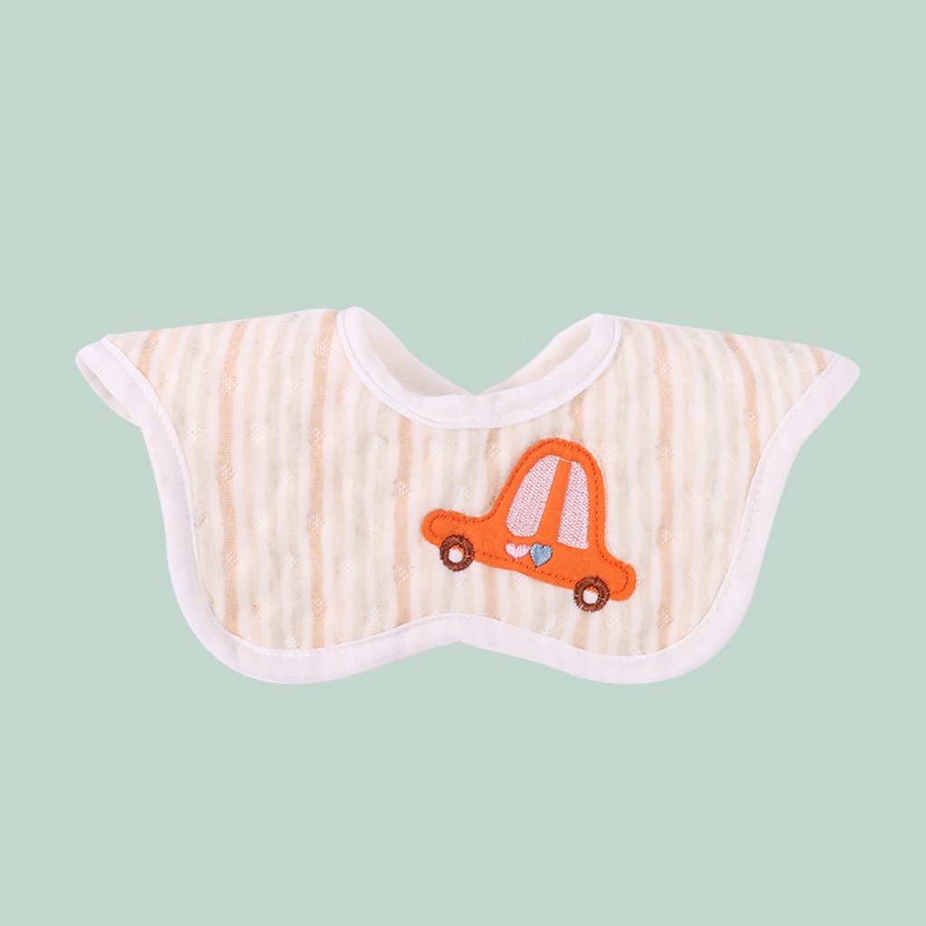 100% Yếm ăn bằng 100% cotton hình tròn chống thấm nước có thể điều chỉnh dễ thương dành cho trẻ em