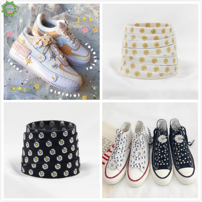 Cặp dây giày thể thao in hình hoa cúc nhỏ dài 140cm phong cách Hàn Quốc xinh xắn