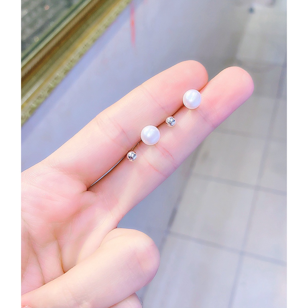 Bông tai ren vặn hạt ngọc trắng, Bông tai nữ ngọc tr.ai-Minh Tâm Jewelry