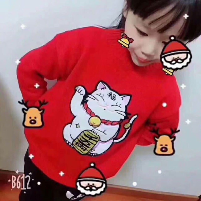 Áo len mèo thần tài