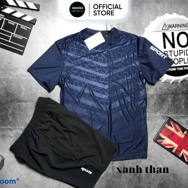 Bộ Thể Thao Nam Đẹp Áo Thun Ngắn Tay Không Cổ , Đồ Bộ Nam Hè SPORT