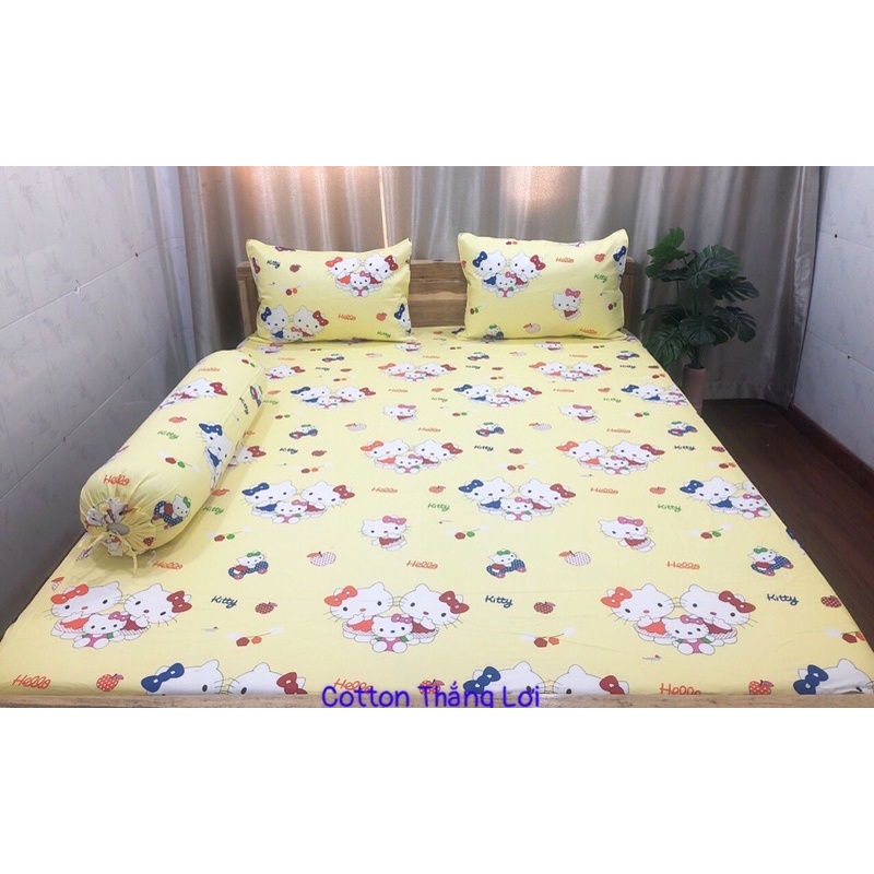 BỘ DRAP 4 MÓN VẢI COTTON THẮNG LỢI CHUẨN LOGO CTY 100% (Size M2x2M) chat chọn mẫu