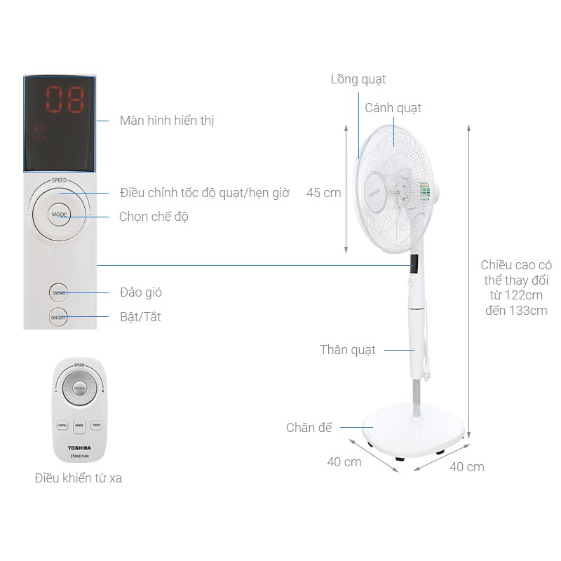 LSD30(W)VN - Quạt Đứng Toshiba F-LSD30(W)VN