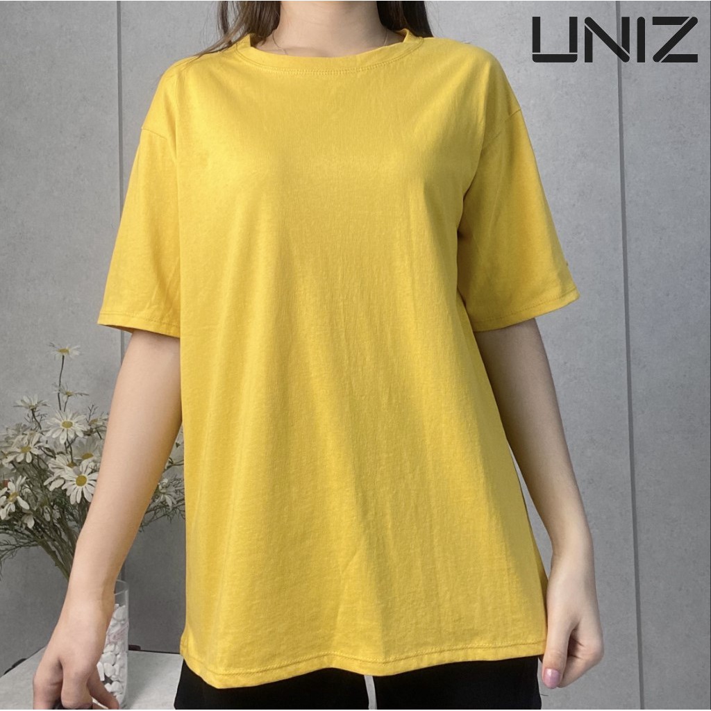 Áo Phông Nữ Trơn UNIZ Aophongcottonkho (3 Màu),Dáng Rộng, Cổ Tròn, Tay Lỡ, Chất Cotton, Mềm Mại