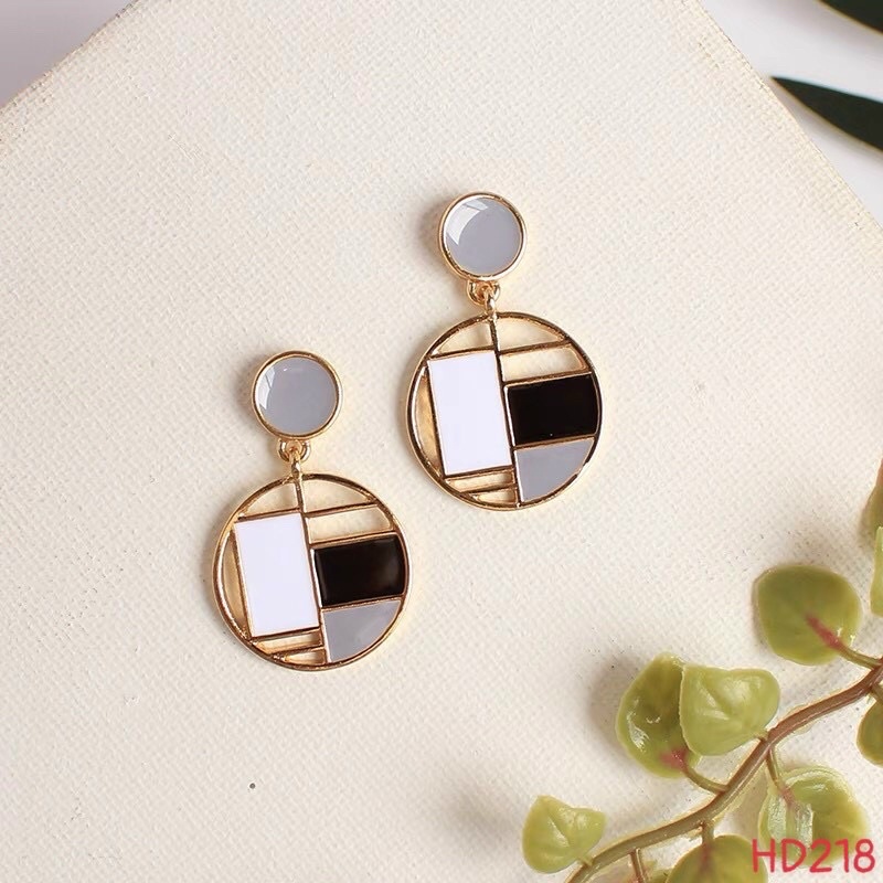 Khuyên tai vòng tròn bản trắng bạc thật xi kim