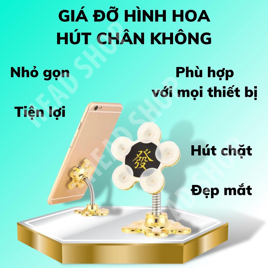 Giá đỡ điện thoại hình cánh hoa hút chân không siêu dính xoay 180 độ mã GĐH HEADSHOP