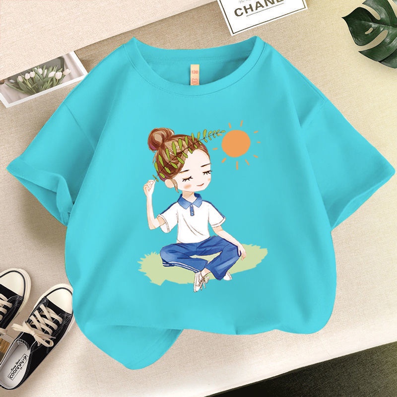 Áo Thun Tay Ngắn In Họa Tiết Hoạt Hình Phong Cách Mới Cho Bé Gái