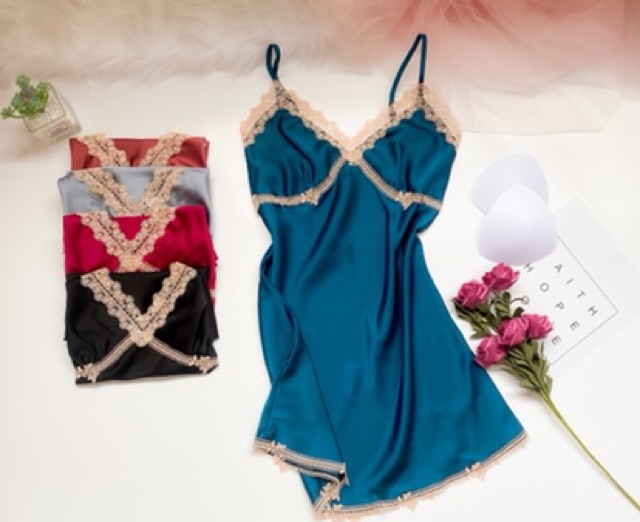 Sx627 váy ngủ lụa satin kèm mút ngực - đầm ngủ gợi cảm - KellyWang | BigBuy360 - bigbuy360.vn