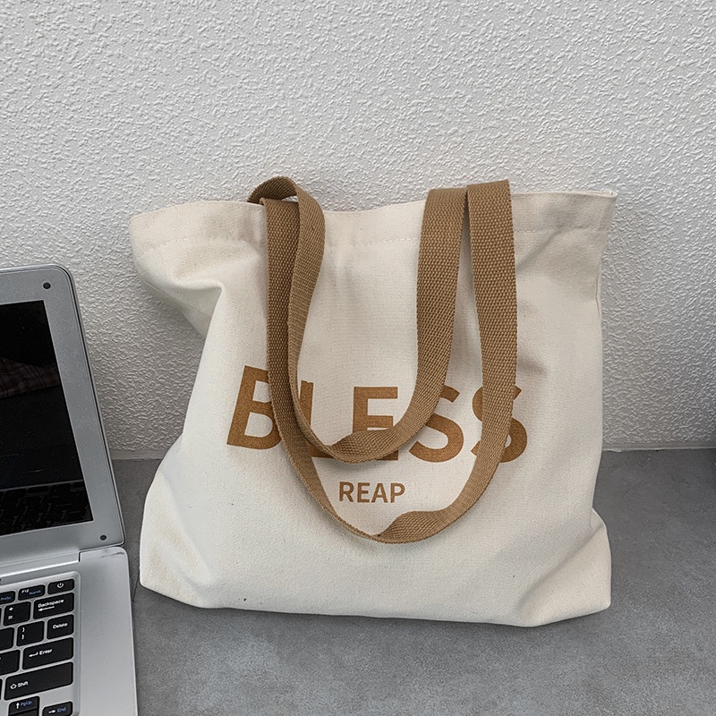 Túi tote túi vải canvas phong cách Hàn quốc họa tiết chữ BLESS T1003