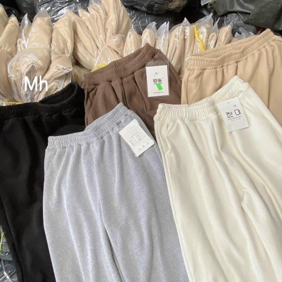 Quần jogger nữ thun tăm ống suông đứng Cheapy đen trắng ghi nâu be phom rộng cạp chun ullzang hàn quốc basic