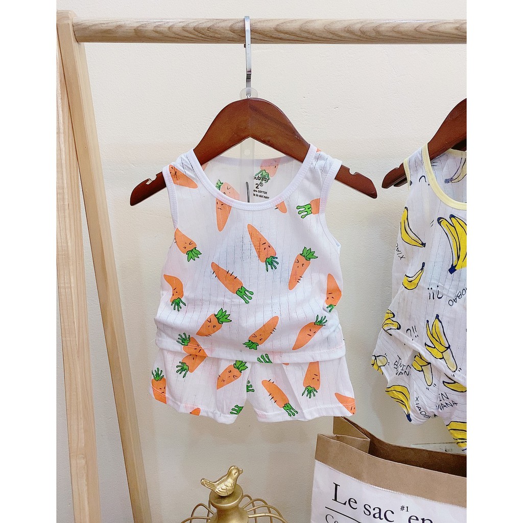 Combo 5 bộ cotton giấy thông hơi ba lỗ cực mát mẻ cho bé mặc hè cho bé trai bé gái, bộ đồ bé gái, bộ quần áo bé trai