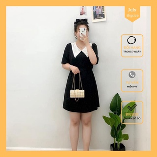 Đầm Bigsize Dáng chữ A mix cổ ren đen, chất liệu mát mịn
