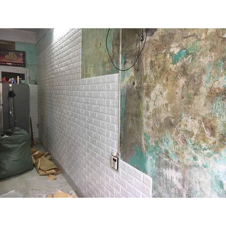 Xốp dán tường giả gạch 3D - Khổ lớn 70x77cm giấy dán tường đủ màu Độ Bền 5 năm