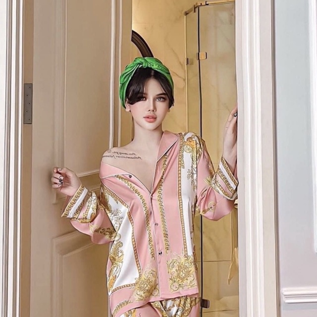 Đồ bộ Bigsize tay dài thiết kế kiểu hoàng gia sang chảnh  đồ mặc nhà cao cấp cho nữ 50-100kg | BigBuy360 - bigbuy360.vn