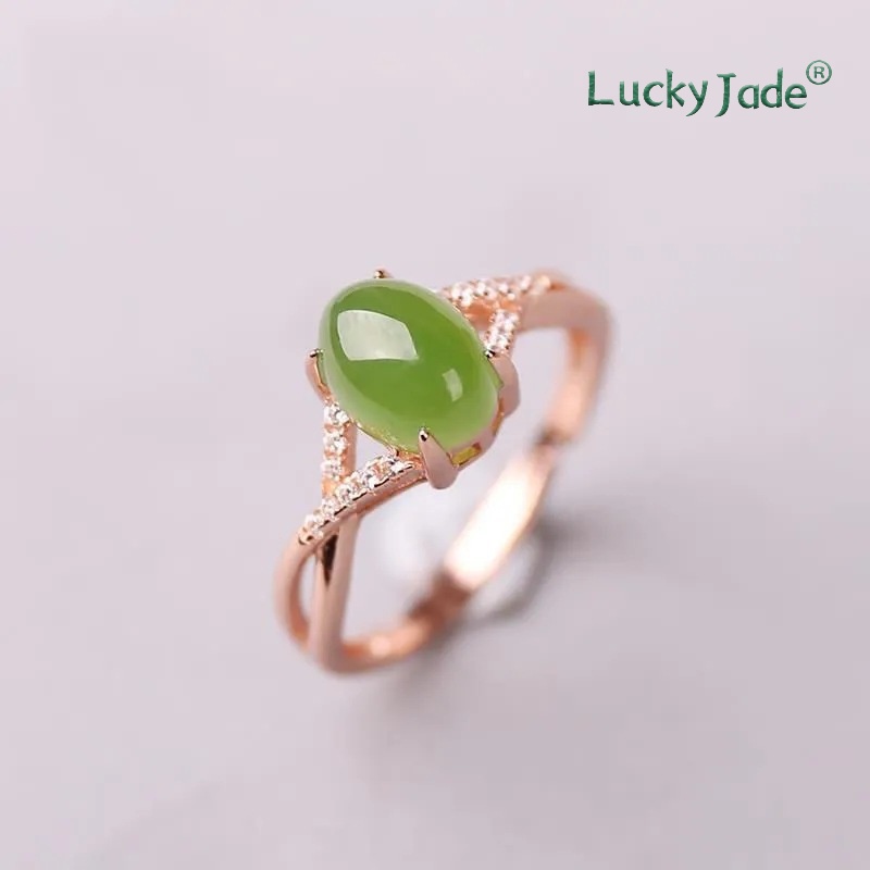 Nhẫn Hở Mạ Bạc 925 Đính Đá Ngọc Bích Nhân Tạo Phong Cách Cổ Điển Có Thể Điều Chỉnh
