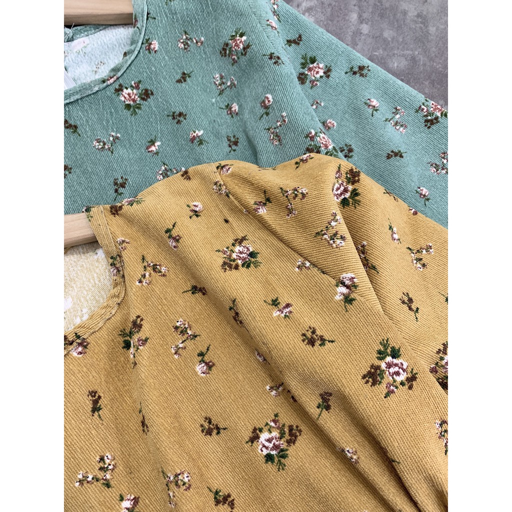 Váy Nhung Nữ, Đầm Xòe Cổ Tròn Tay Phồng Hoa Nhí Tiểu Thu Dễ Thương Cho Phái Đẹp. | BigBuy360 - bigbuy360.vn