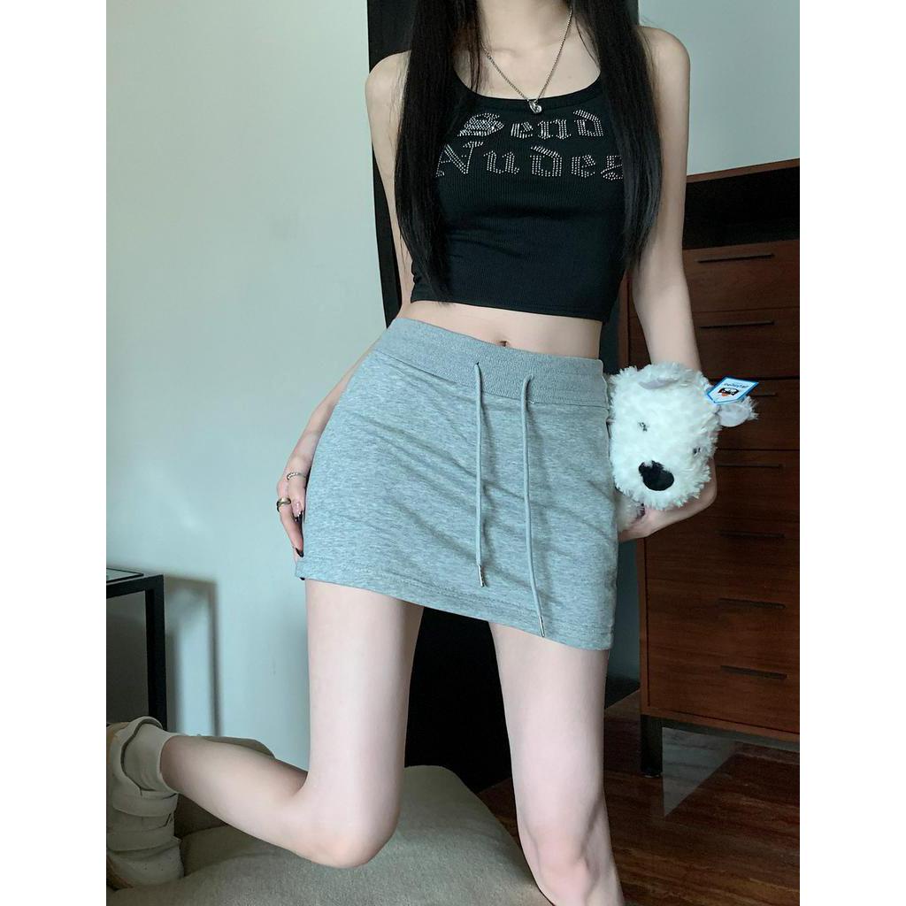 Chân Váy Thể Thao Lưng Cao Co Giãn Tốt Phối Dây Rút Thời Trang Trẻ Trung