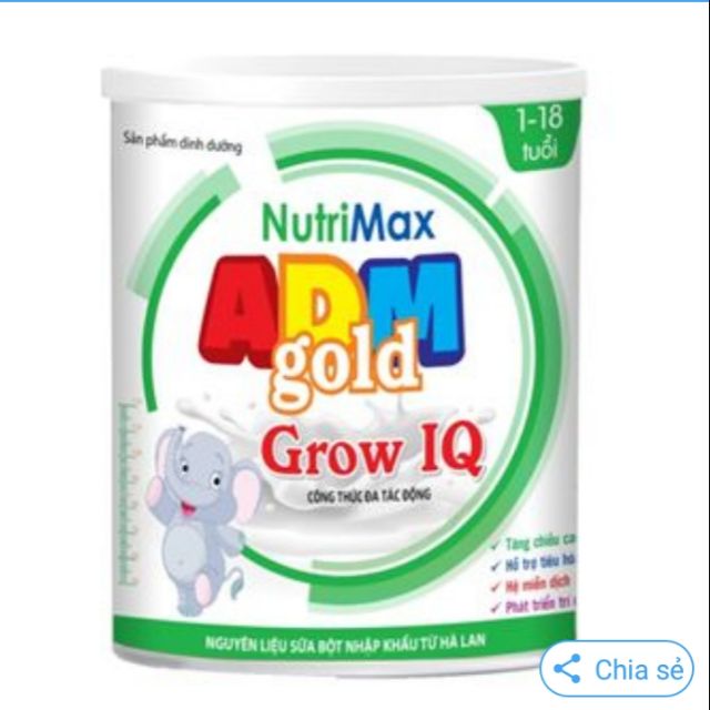 Sữa bột NutriMax ADM gold 400g,900g loại Baby, BA, Grow IQ.