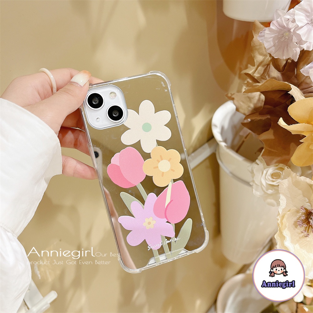 Ốp Điện Thoại TPU Mềm Có Gương Trang Điểm Hình Hoa Thời Trang Cho IPhone 13 12 11 Pro Max X XS XR 8 7 Plus