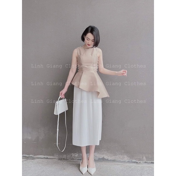 ÁO TAFTA đính ngọc vạt chéo 🥰 hottrend áo dáng peplum nút ngọc😘😘😘 | BigBuy360 - bigbuy360.vn