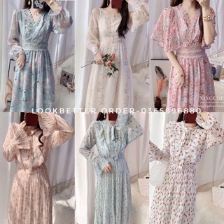 Đầm hoa dài maxi vintage tiểu thư nhiều kiểu
