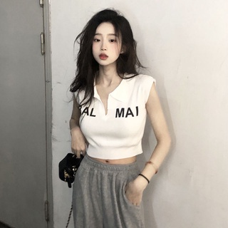 Áo Dệt Kim Không Tay Cổ Polo Thời Trang Dành Cho Nữ