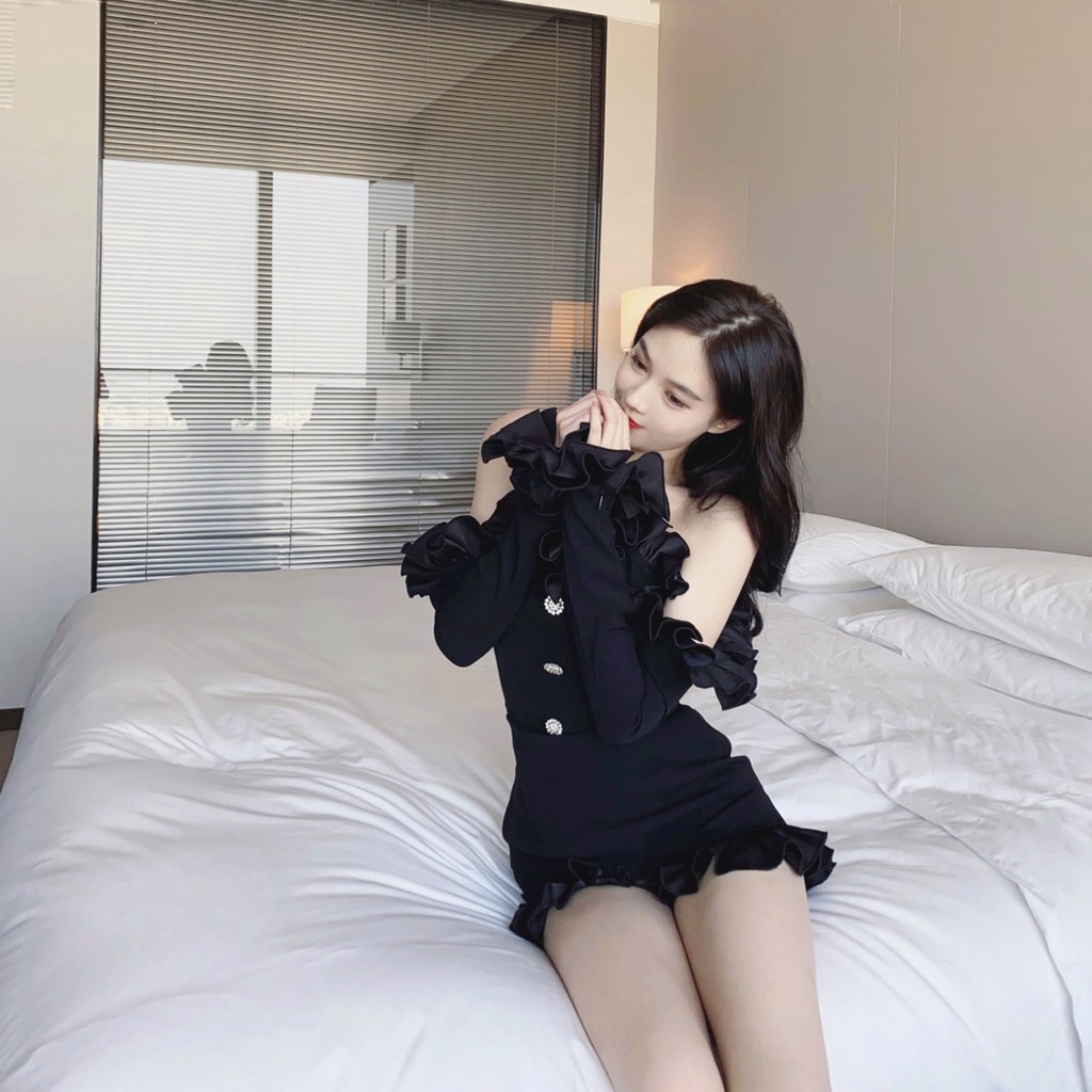 Váy jum tay dài khuy FREE SHIP Jenny cao cấp