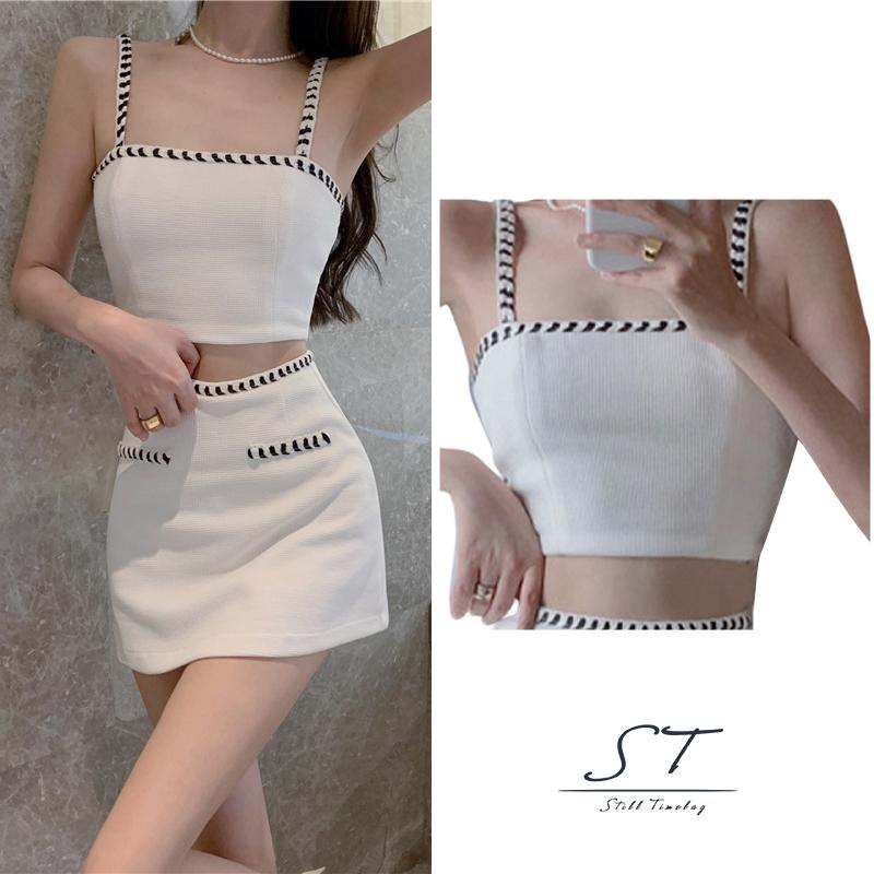 Set chân váy lưng cao và áo thun tay ngắn thời trang quyến rũ cho nữ