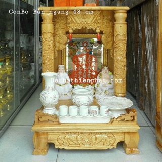 Combo bộ bàn thờ thần tài ông địa gỗ xoan ngang 48 cm rất đẹp