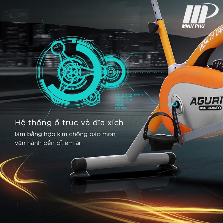 [Chính hãng] Xe đạp tập thể dục liên hoàn Aguri AGA-206PA ✅ Xe đạp tập xương khớp cho người già