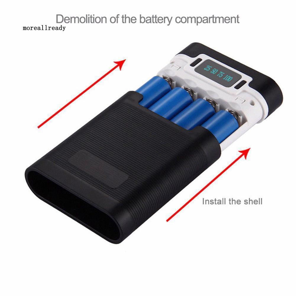 was_Dual USB LCD Display 4-Cell 18650 Battery Charger Box Power Bank DIY Case Kit