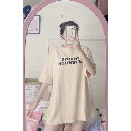 Áo thun cotton tay lỡ dáng rộng unisex -choose