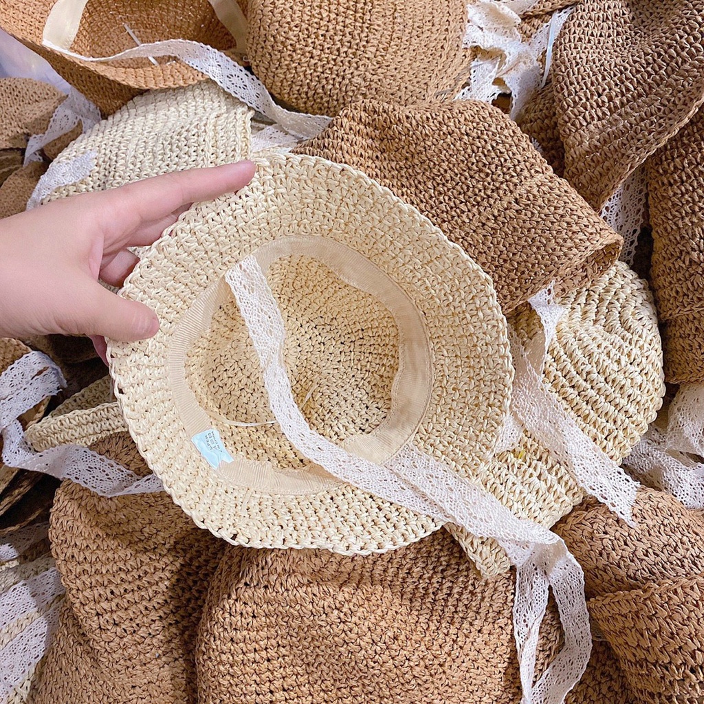 Mũ cói Ajuma - Nón cói cho bé từ 0-3 tuổi hàng loại 1