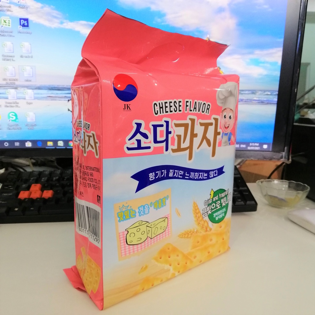 Bánh Quy Lạt Ăn Kiêng JK Hàn Quốc Vị Phô Mai Cheese Flavor (Gói 420g-hồng)