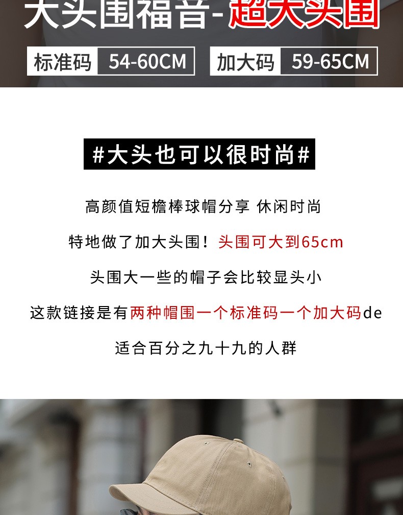 Mũ Lưỡi Trai Vành Ngắn Cỡ Lớn Thời Trang Mùa Hè Cho Nam