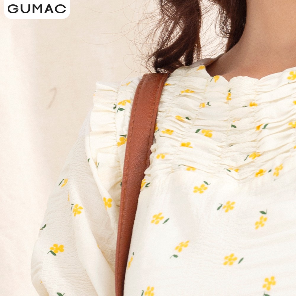 Đầm nữ thêu hoa thiết kế đô nhún DA1075 GUMAC màu trắng đủ size cực bánh bèo | BigBuy360 - bigbuy360.vn