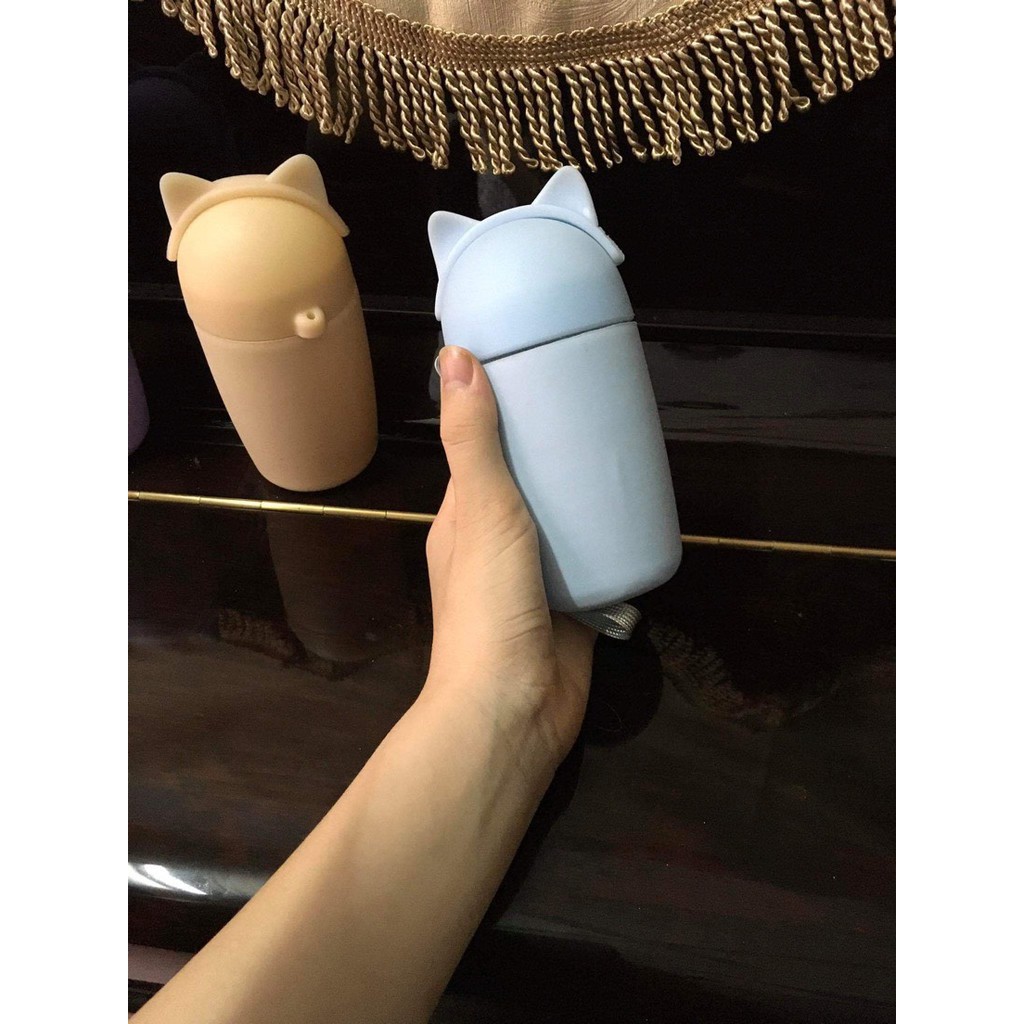 Bình Nước Thủy Tinh Bọc Silicone hình thú tặng kèm dây cao cấp giữ nhiệt tốt