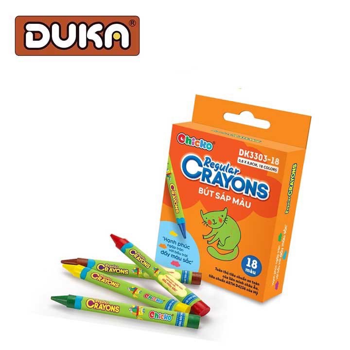 Văn Phòng Phẩm DUKA: Bút Sáp Màu Regular Crayons (18 Màu) DK 3303-18