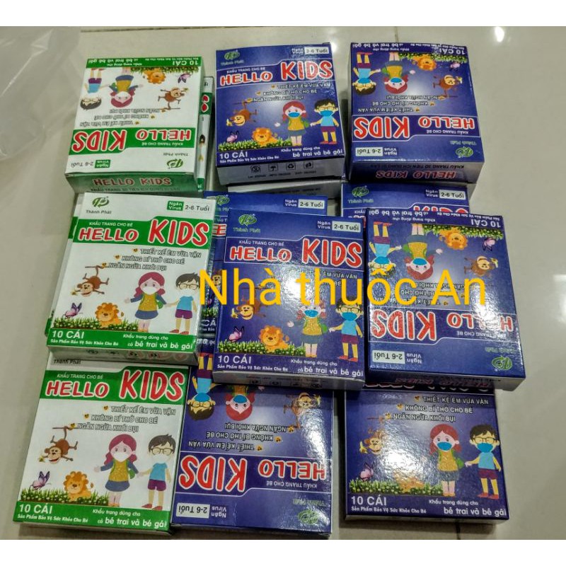 Hộp 10 cái khẩu trang 3d Hello kids trẻ em 2-6 tuổi | BigBuy360 - bigbuy360.vn
