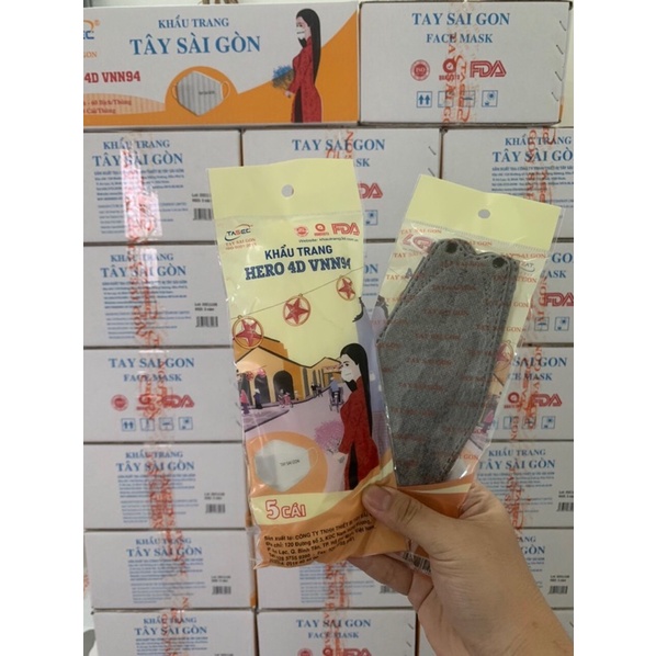 05 khẩu trang Kháng Khuẩn 4 Lớp HERO 4D VNN94 Cao Cấp Tây Sài Gòn.
