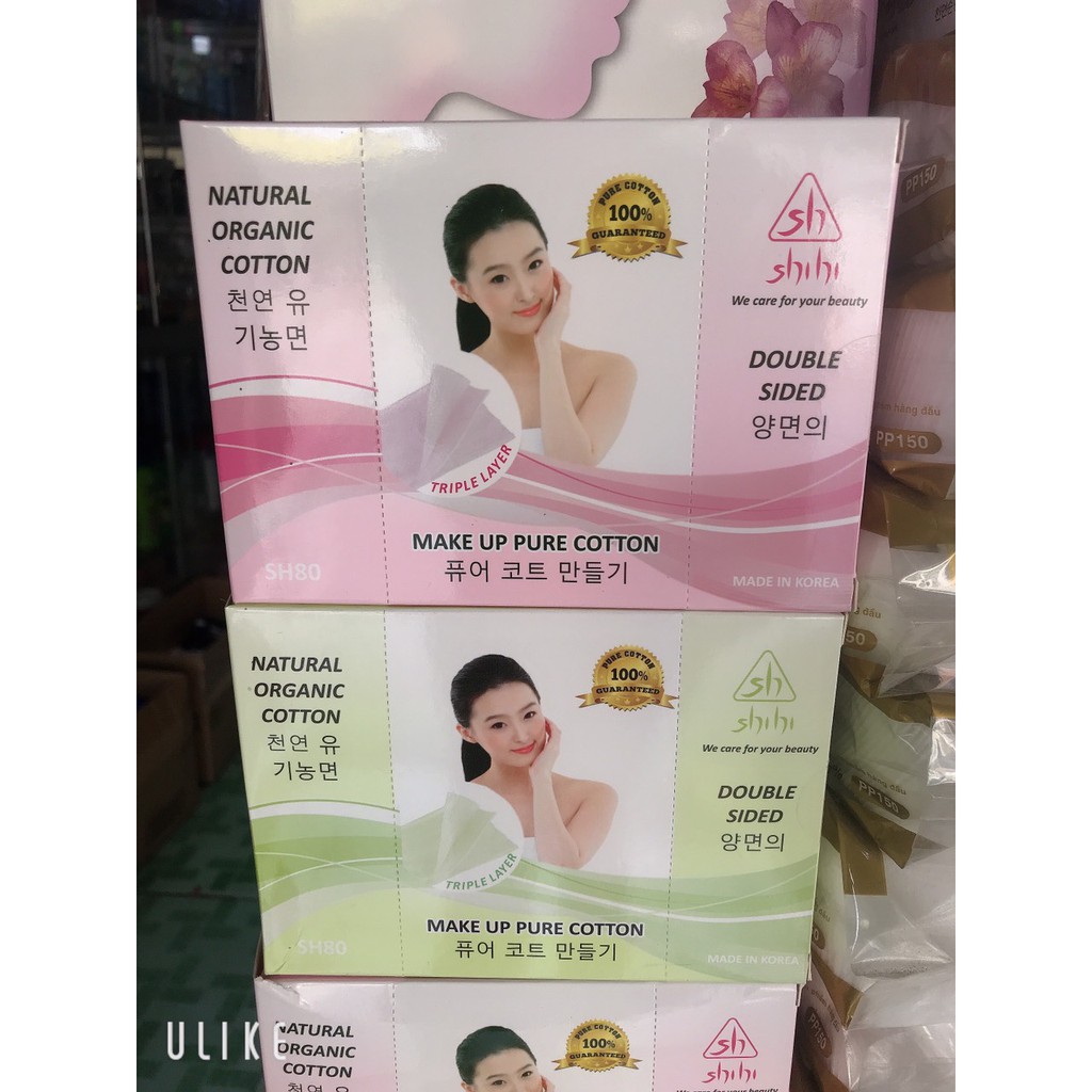 bông tẩy trang hộp shihi xịn Hàn Quốc 80 miếng