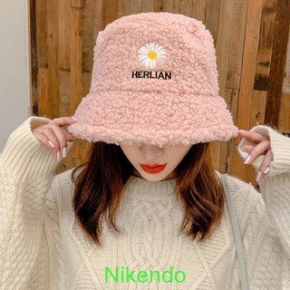 Mũ Bucket Lông Cừu, Mũ Hoa Cúc Lông Cừu- Nikendo