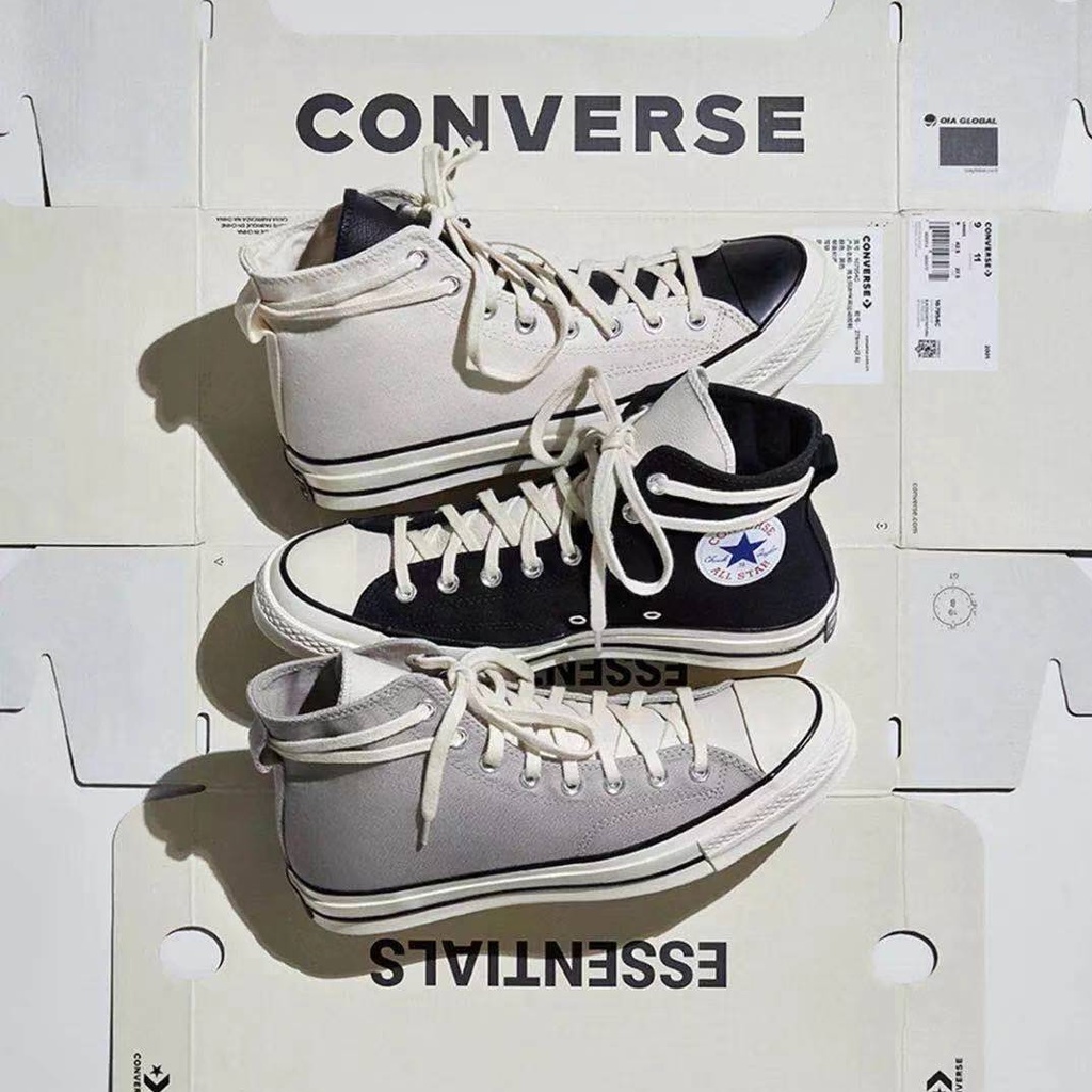 Giày Thể Thao Converse Fear of God Chuck70 X Đế Cao Su Phối Màu Đen Xám Trắng Thời Trang Cho Nam Và Nữ
