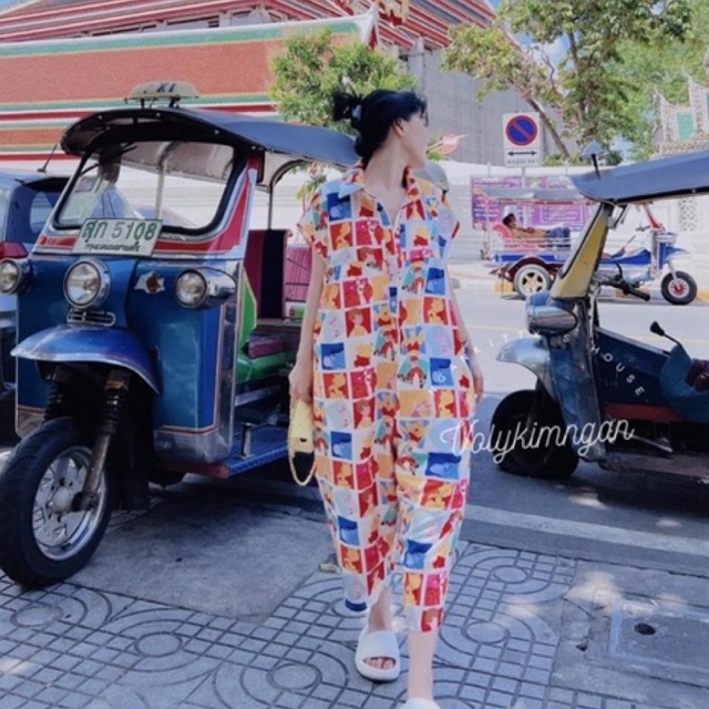 Jum Gấu Hoạt Hình Jum Hoa Hàng Thái Lan Jum ngố sát nách gấu hàng thái lan JUM GẤU FOM THÁI XINH XẮN Đồ Bay Jumpsuit